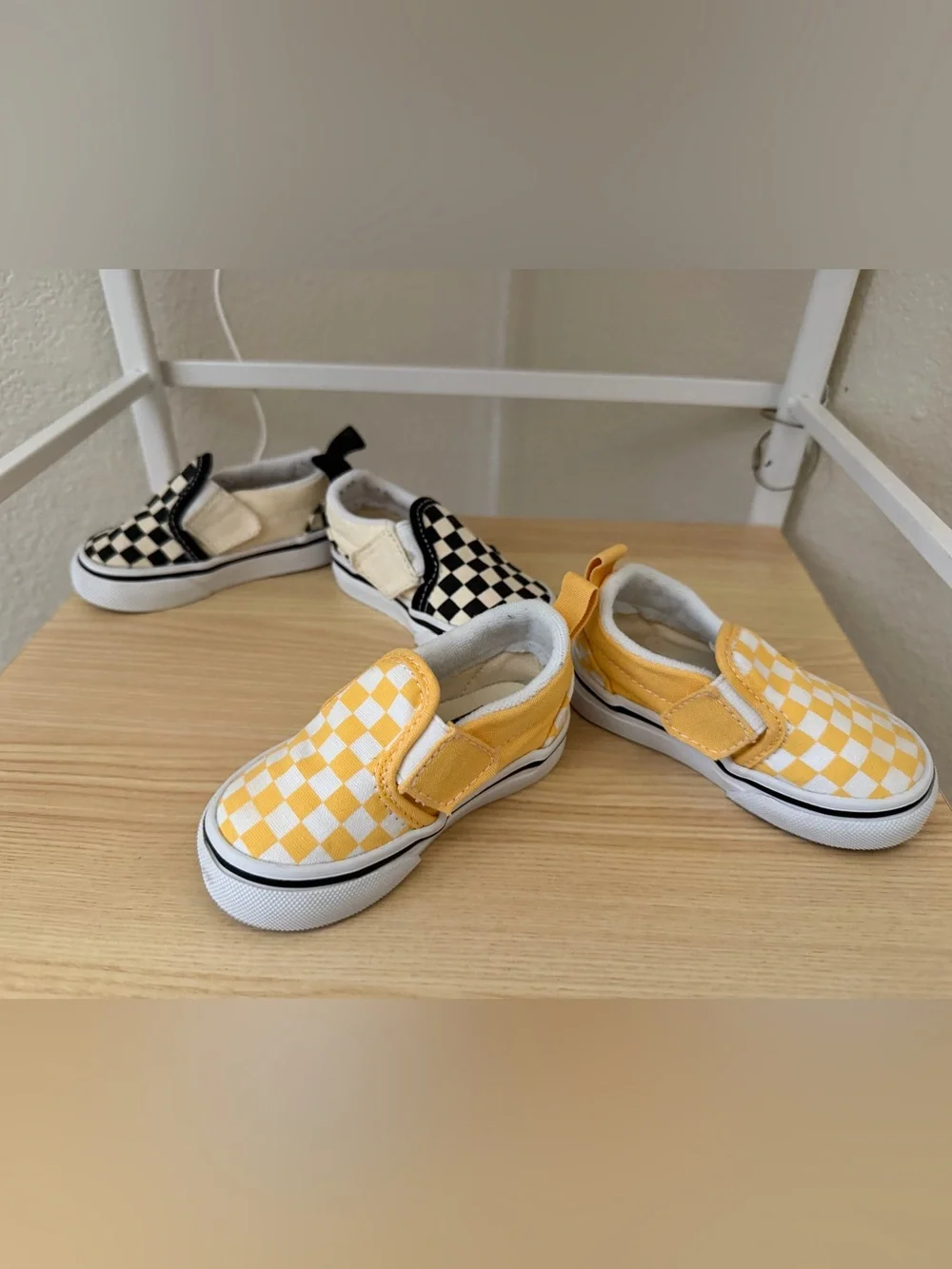 Vans Slip-On Checkered Shoe Bundle Size 3.5C- Black and Yellow